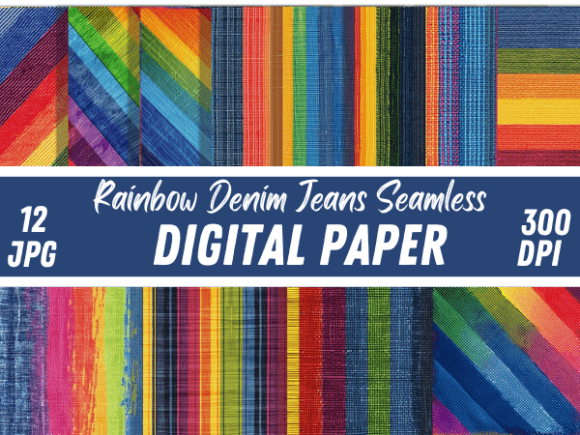 Download Rainbow Denim Jeans Fabric Paper Pattern - Fabric paper Collection
