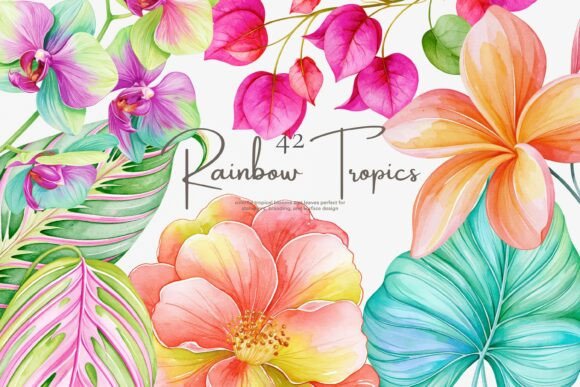 Download Tropical Flower Clipart Set - Flower clipart Collection