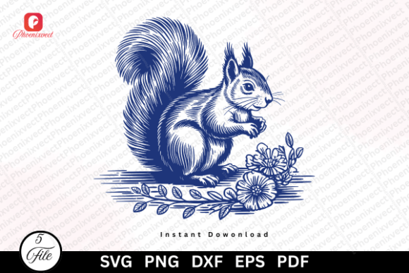 Download Hand Drawn Woodland Floral Squirrel SVG - Hand drawn Collection