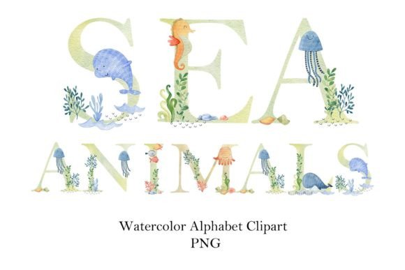 Download Watercolor Sea Animals Alphabet. - Premium Resources