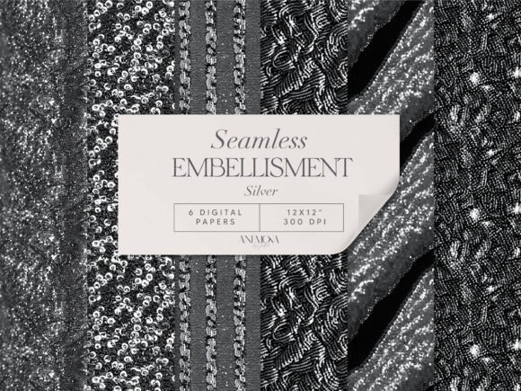 Download Silver Embroidery Sequin Fabric Paper - Fabric paper Collection
