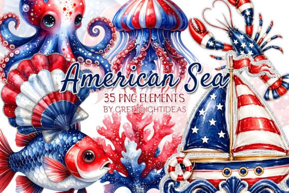 Download American Sea Animals, 4th of July PNG - Sea animals Collection