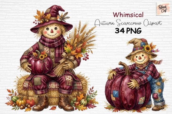 Download Whimsical Autumn Scarecrow Clipart PNG - Scarecrow Collection