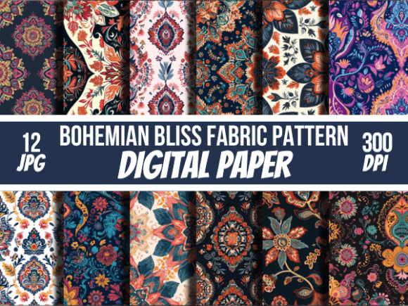 Download Bohemian Bliss Fabric Paper Pattern JPG - Fabric paper Collection