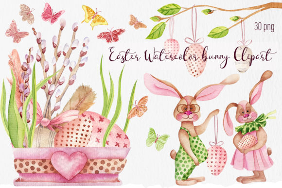 Download Easter Watercolor Bunny Clipart - Premium Bundle