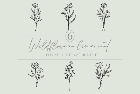 Download Wildflower Bundle | Floral Line Art Cute - Wildflower bundle Collection