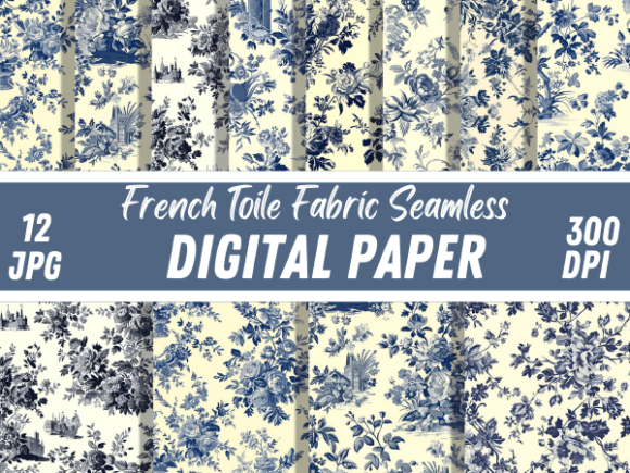 Download French Toile Floral Fabric Paper Pattern - Fabric paper Collection