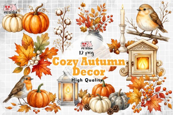 Download Cozy Autumn Decor Clipart PNG - Autumn decor Collection