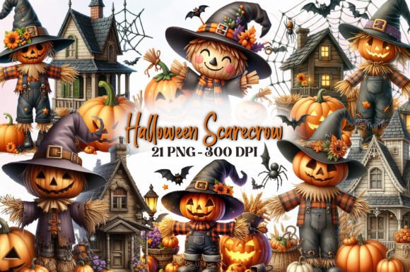 Download Halloween Scarecrow Watercolor Clipart - Premium Resources