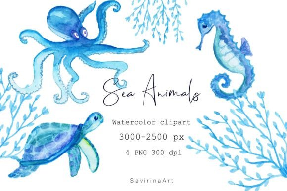 Download Watercolor Clipart Sea Animals Seahorse. - Sea animals Collection