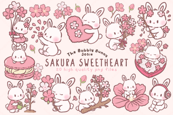 Download Spring Cherry Blossom Bunny Clipart - Bunny clipart Collection