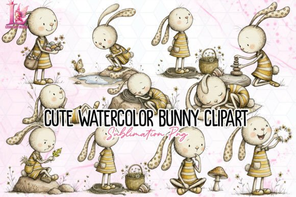 Download Cute Watercolor Bunny Clipart PNG - Bunny clipart Collection