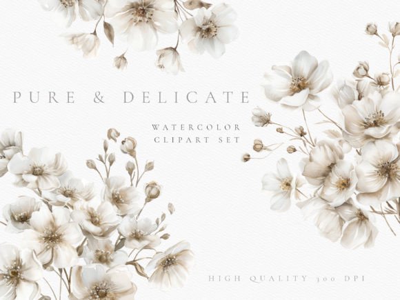 Download White Rustic Wedding Flower Clipart Set - Flower clipart Collection