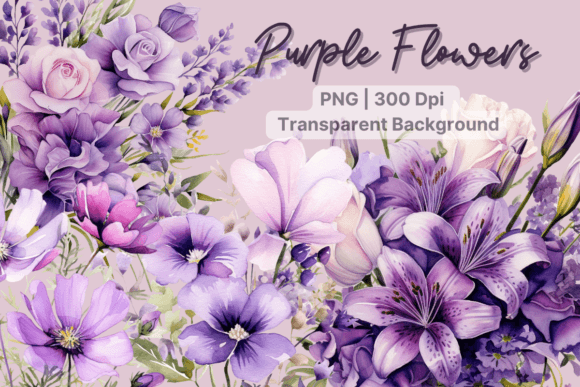 Download Purple Flowers Watercolor Flower Clipart - Flower clipart Collection