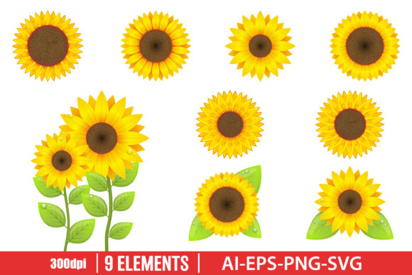 Download Sunflower Clipart Set - Flower clipart Collection