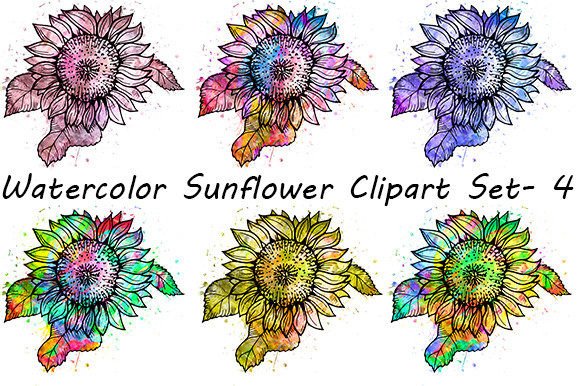 Download Watercolor Sunflower Clipart Set-4 - Flower clipart Collection