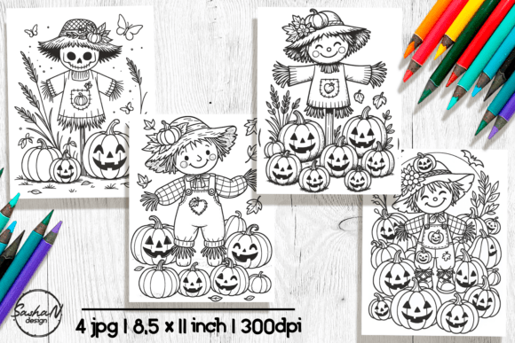 Download Cute Scarecrow Halloween Coloring Page - Scarecrow Collection