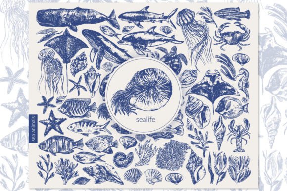 Download Sea Animals Big Set - Sea animals Collection