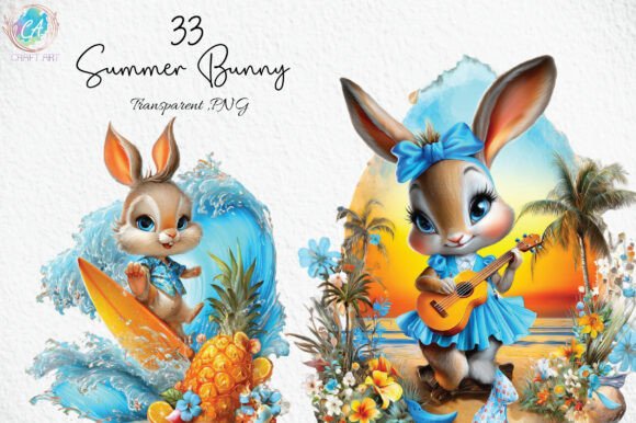 Download Whimsical Summer Bunny Clipart PNG - Bunny clipart Collection