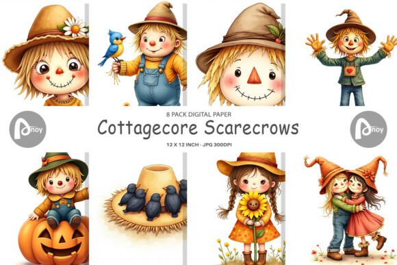 Download Cute Scarecrow Digital Paper - Scarecrow Collection