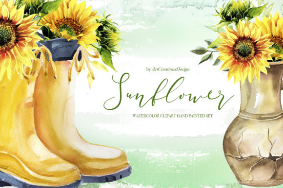 Download Watercolor Sunflower Clipart Set - Flower clipart Collection