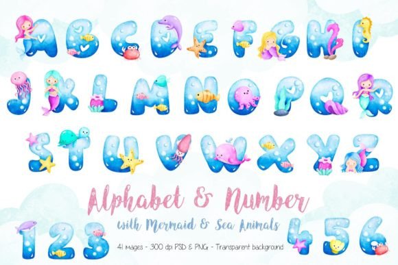 Download Alphabet and Number with Sea Animals - Premium Resources