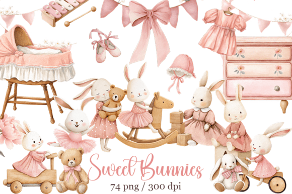 Download Cute Bunny Clipart, Pink Boho Bunny - Bunny clipart Collection