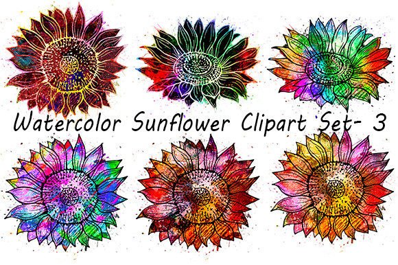 Download Watercolor Sunflower Clipart Set- 3 - Flower clipart Collection