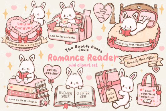 Download Kawaii Romance Reader Bunny Clipart - Bunny clipart Collection