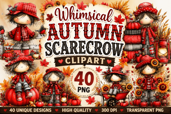 Download Whimsical Autumn Scarecrow Clipart - Scarecrow Collection