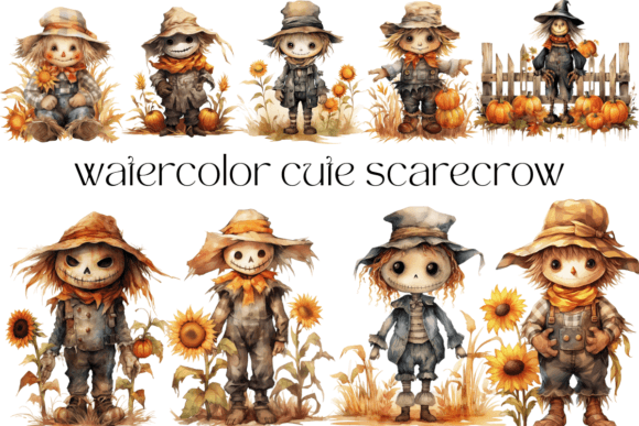 Download Watercolor Cute Scarecrow - Scarecrow Collection