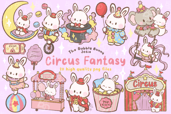 Download Kawaii Circus Fantasy Bunny Clipart - Bunny clipart Collection