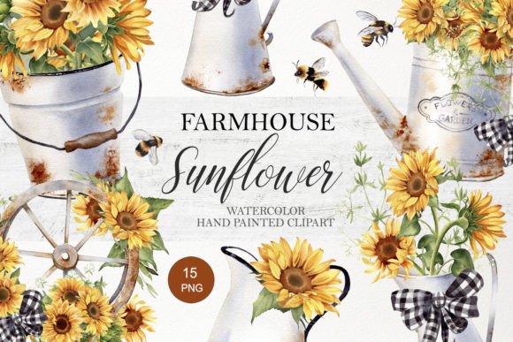 Download Watercolor Farmhouse Sunflower Clipart - Flower clipart Collection