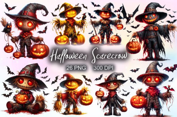 Download Halloween Scarecrow Watercolor Clipart - Scarecrow Collection
