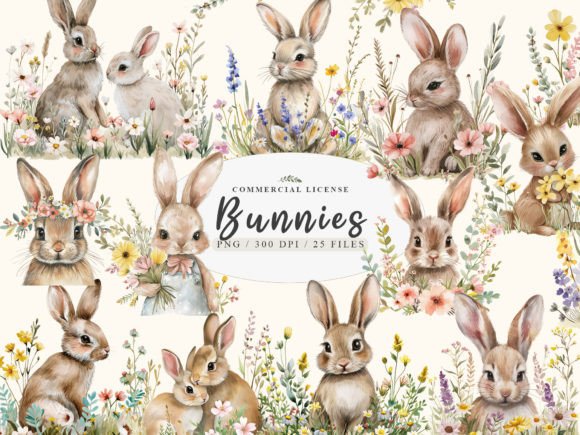 Download Baby Bunny Clipart, Floral Bunny Png - Bunny clipart Collection