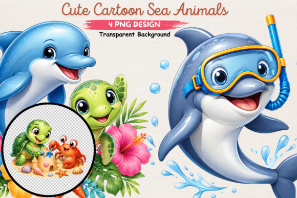 Download Cute Cartoon Sea Animals Clipart Png - Sea animals Collection