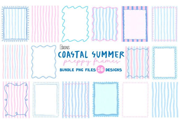 Download Summer Preppy Hand Drawn Frames Bundle - Hand drawn Collection
